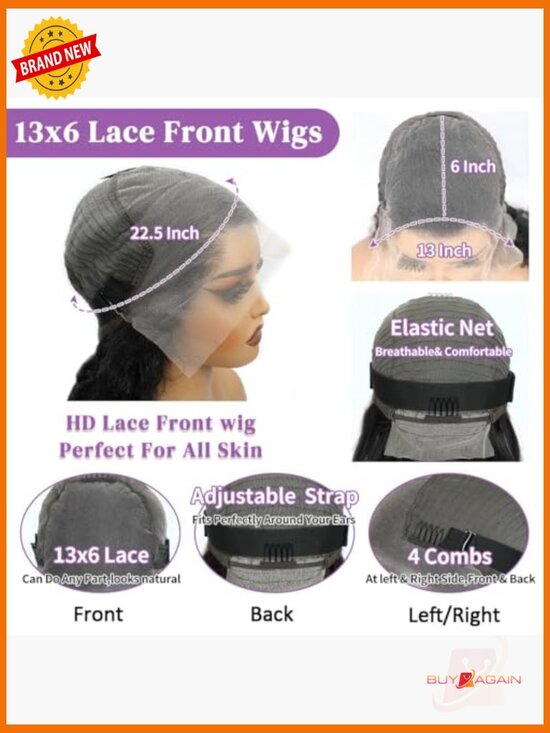 32 Inch 200 Density Body Wave Lace Front Wig HD 13x6 Pre Plucked Glueless main image 5